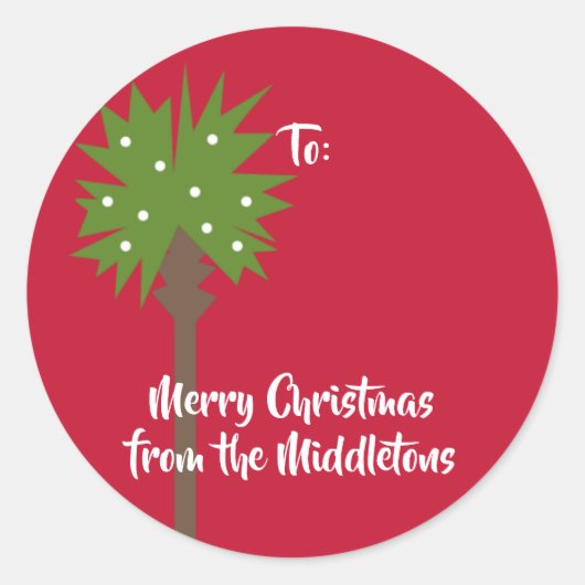 Sticker Rond Palmier avec lumière blanche de Noël (Devant)