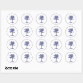 Sticker Rond Palmier bleu (Feuille)