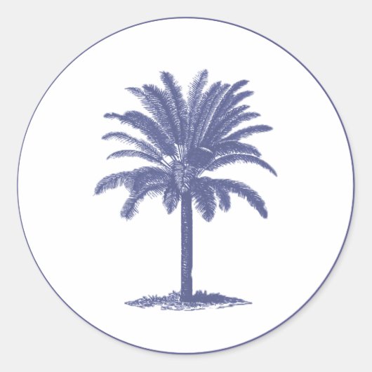 Sticker Rond Palmier bleu (Devant)
