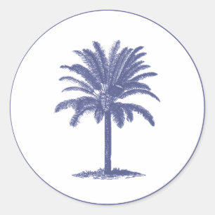 Sticker Rond Palmier bleu