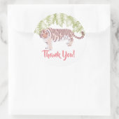 Sticker Rond Palmier de Tigre sauvage Feuille Merci rose (Sac)