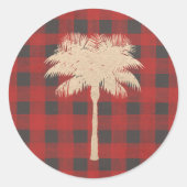 Sticker Rond Palmier d'or Rouge Buffle Plaid (Devant)