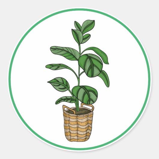 Sticker Rond Palmier du voyageur tiré à la main (Devant)