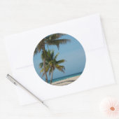 Sticker Rond Palmier et plage de sable blanc (Enveloppe)