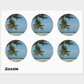 Sticker Rond Palmier et plage de sable blanc (Feuille)