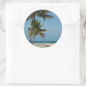 Sticker Rond Palmier et plage de sable blanc (Sac)