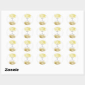 Sticker Rond Palmier Foliage or Feuille Mariage blanc (Feuille)