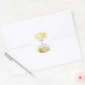 Sticker Rond Palmier Foliage or Feuille Mariage blanc (Enveloppe)