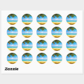 Sticker Rond Palmier Plage Tropicale (Feuille)
