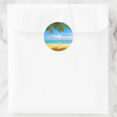 Sticker Rond Palmier Plage Tropicale (Sac)