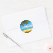 Sticker Rond Palmier Plage Tropicale (Enveloppe)