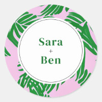 Palmier rose et vert Mariage de plage moderne