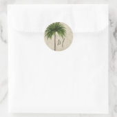 Sticker Rond Palmier Tropical élégant Monogramme Marbré (Sac)