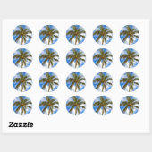Sticker Rond palmier tropical et ciel (Feuille)