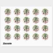 Sticker Rond Palmier Tropical Rose-Brut (Feuille)