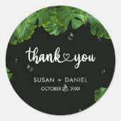 Sticker Rond Palmier vert sauvage Feuille Merci Mariage (Devant)