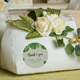 Sticker Rond Palmier vert sauvage Feuille Merci Mariage