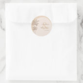 Sticker Rond Palmiers beiges & Ampersand Noms Mariage (Sac)