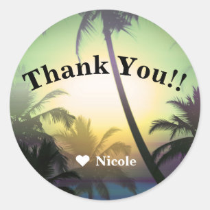 Sticker Rond Palmiers Chaleur Tropicale Fête de Plage Luau Cade