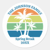 Sticker Rond Palmiers de fête des îles tropicales sur mesure (Devant)