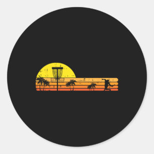 Sticker Rond Palmiers de golf à disque rétro Frolf sport hommes