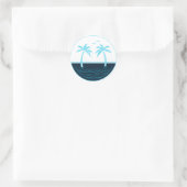 Sticker Rond Palmiers et plage (Sac)