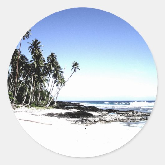 Sticker Rond Palmiers exotiques & Plage Paradise (Devant)