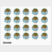 Sticker Rond Palmiers pittoresques sur une plage tropicale (Feuille)