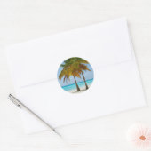 Sticker Rond Palmiers pittoresques sur une plage tropicale (Enveloppe)