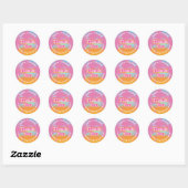 Sticker Rond Palmiers roses Merci (Feuille)