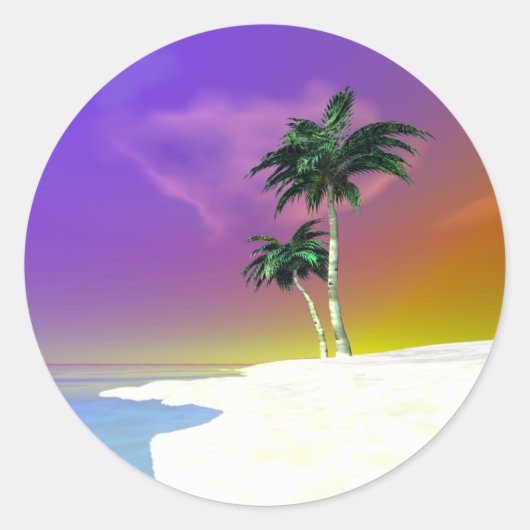Sticker Rond Palmiers sur fond blanc (Devant)