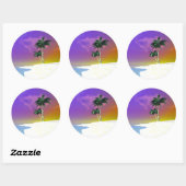 Sticker Rond Palmiers sur fond blanc (Feuille)