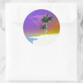 Sticker Rond Palmiers sur fond blanc (Sac)