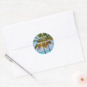Sticker Rond Palmiers sur un mariage tropical de plage (Enveloppe)
