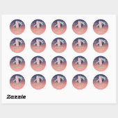 Sticker Rond Palmiers, Surf, Plage String Lights (Feuille)