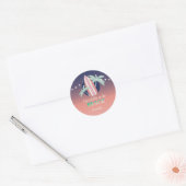 Sticker Rond Palmiers, Surf, Plage String Lights (Enveloppe)