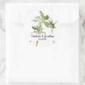 Sticker Rond Palmiers tropicaux Mariage Lettré à la main (Sac)