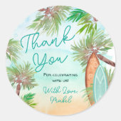 Sticker Rond Palmiers tropicaux plage bébé à bord de douche (Devant)