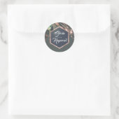 Sticker Rond Palmiers tropicaux Rose Gold Beach Mariage (Sac)