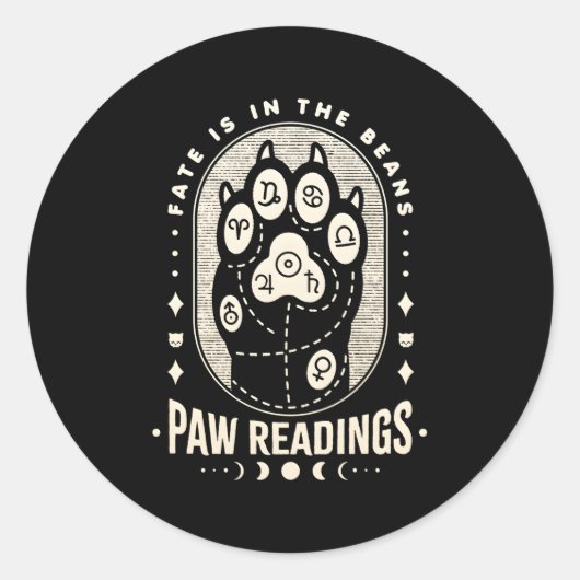 Sticker Rond Palmisterie Kawaii Chat Paw Palm Lecture Psychique (Devant)