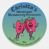 Sticker Rond Pals de fraises Drôle Cartoon Pie de confiture et (Devant)