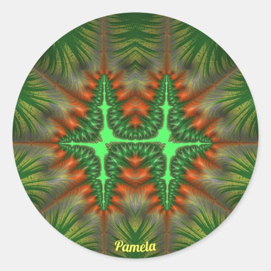 Sticker Rond PAMELA PRETTY 3D! Red and Green ~   (Devant)