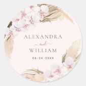 Sticker Rond Pampas Floral Mariage Tropical (Devant)