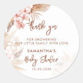 Sticker Rond Pampas Grass Boho Girl Baby shower (Devant)