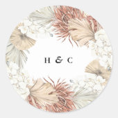 Sticker Rond Pampas Grass Floral Jungle Mariage tropical (Devant)