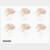 Sticker Rond Pampas herbe baby shower bohème (Feuille)