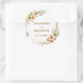 Sticker Rond Pampas herbe boho élégant Mariage tropical (Sac)