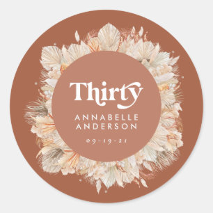 Sticker Rond Pampas moderne herbe terre cuite 30e anniversaire