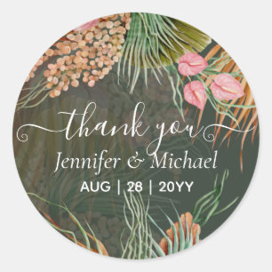 Sticker Rond Pampas Tropical Grass Terracotta Mariage