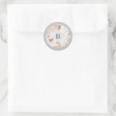 Sticker Rond Pampas Ultimate Wreath Élégant Monogramme Gris (Sac)